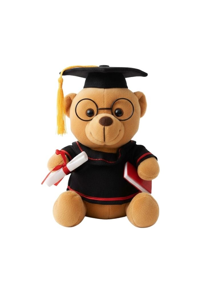 بريميم دمية دب تيدي قطيفة على شكل شخصية تخرج تحمل شهادة وكتابًا - هدية دب محشو ناعم - Image 1